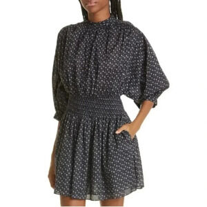 Rebecca Taylor Ikat Print Smocked Cotton Shirred dress Size M NWT